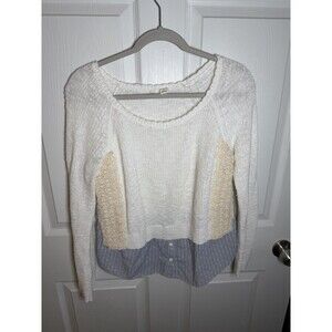 Anthropologie Moth Medium Crochet Sweater Shirt Granny Cottagecore Boho Work
